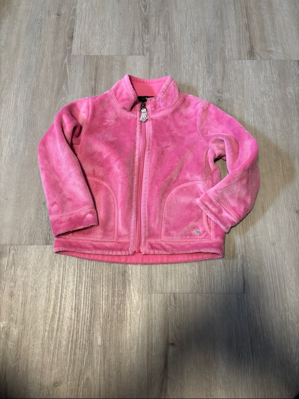 Blue Dog Pink Fuzzy Zip-Up Jacket